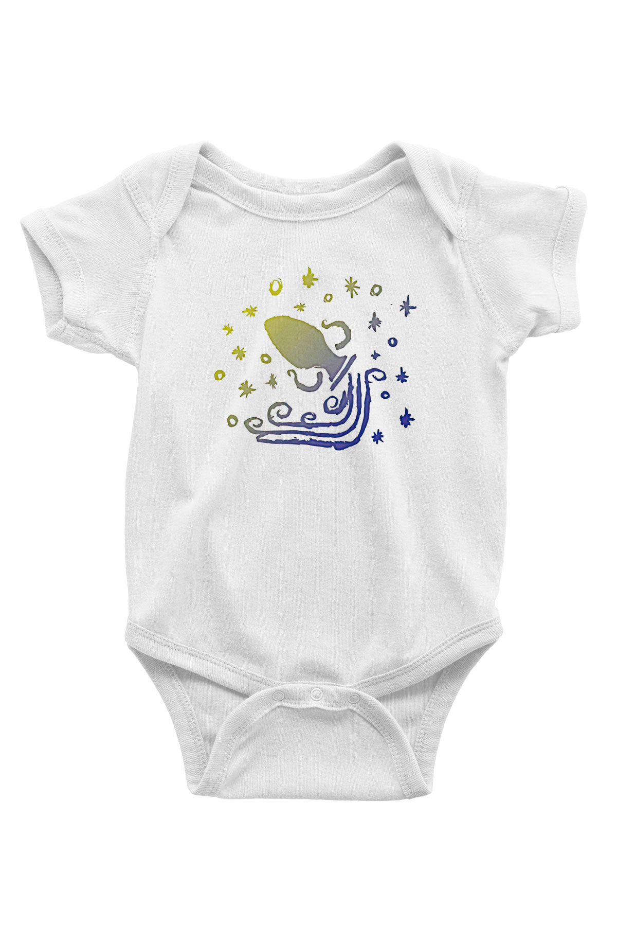 Kova Burcu Baskılı Beyaz Unisex Bebek Body - Zıbın