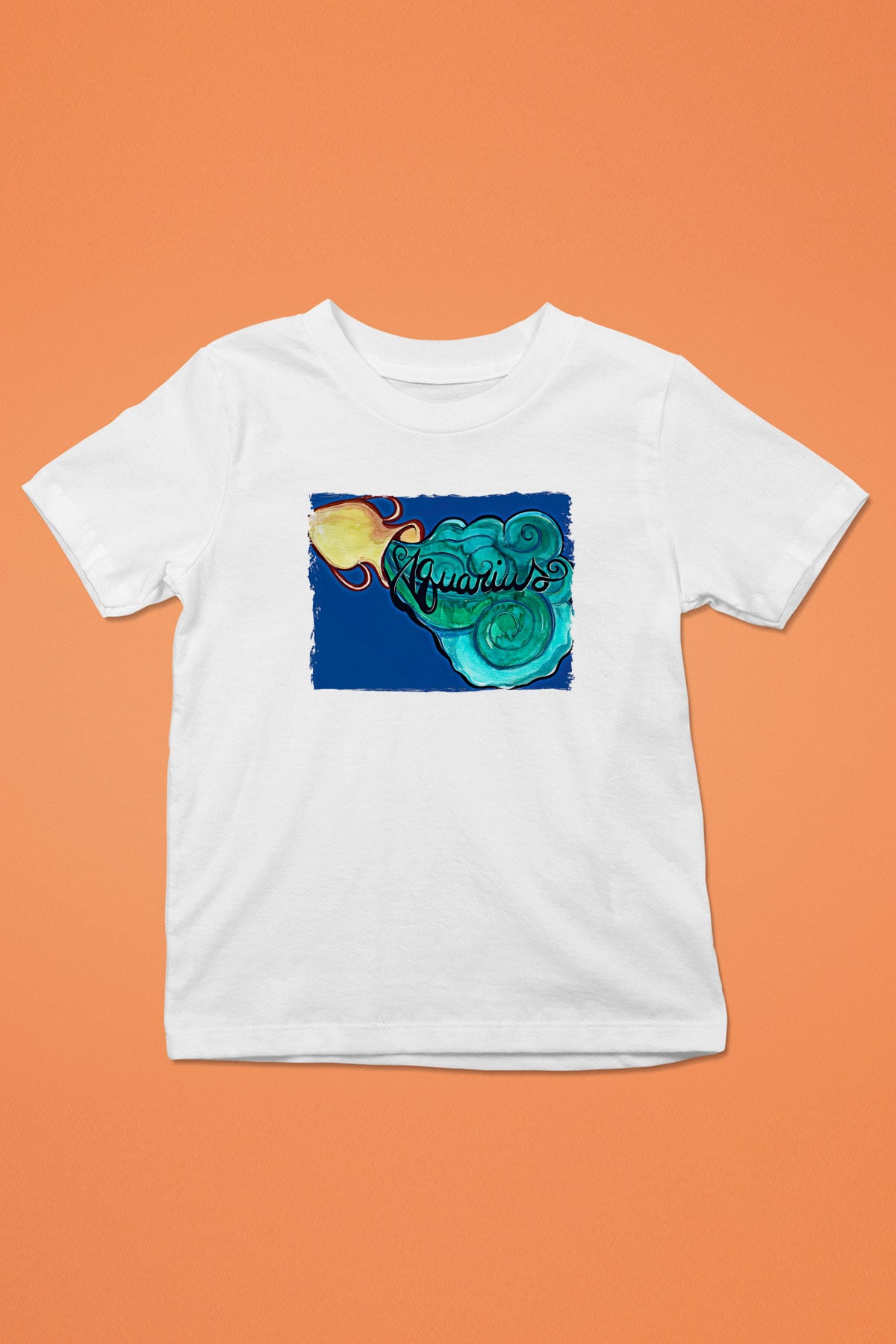 Kova Burcu Baskılı Beyaz Unisex Beyaz Çocuk Tişört - Tshirt