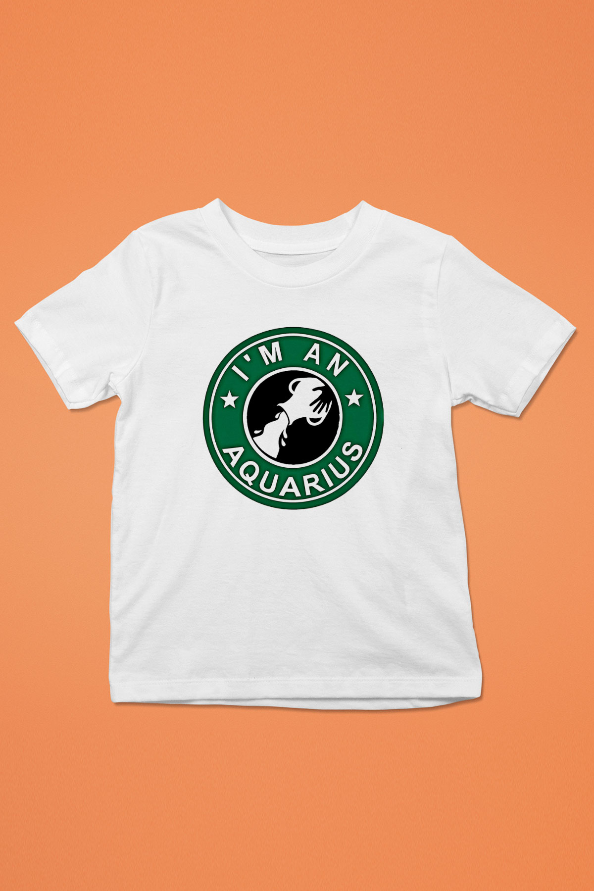 Kova Burcu Baskılı Beyaz Unisex Beyaz Çocuk Tişört - Tshirt