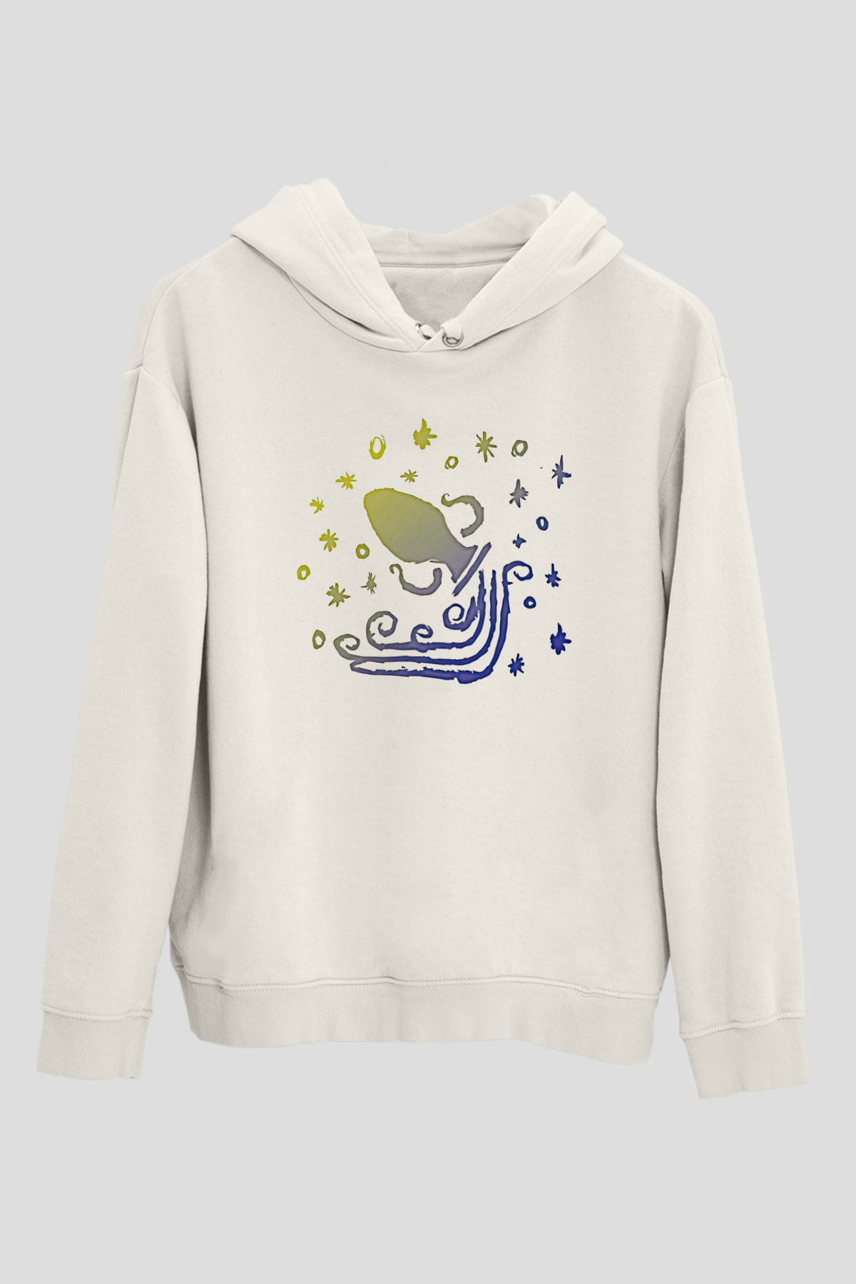 Kova Burcu Baskılı Beyaz Unisex Hoodie