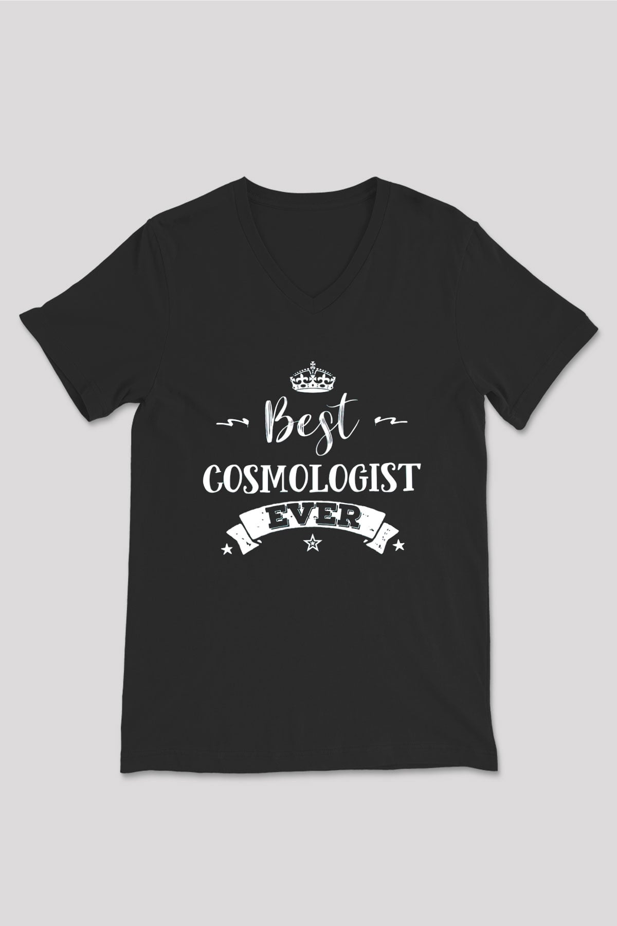 Kozmolog Siyah Unisex V Yaka Tişört