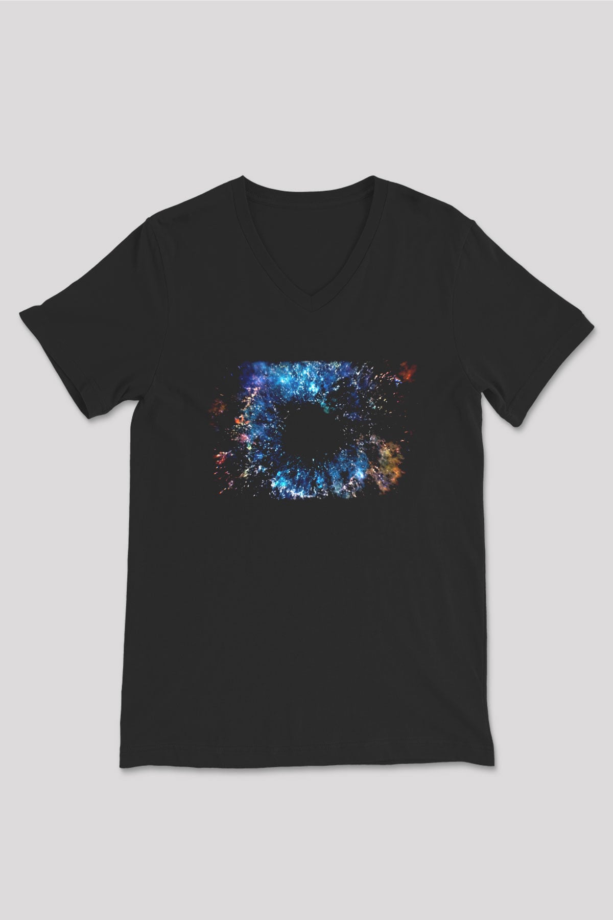 Kozmolog Siyah Unisex V Yaka Tişört T-Shirt