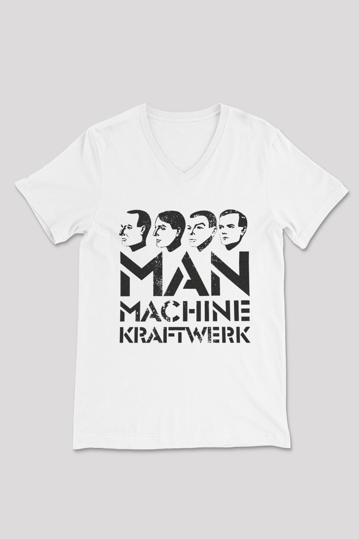 Kraftwerk Beyaz Unisex V Yaka Tişört