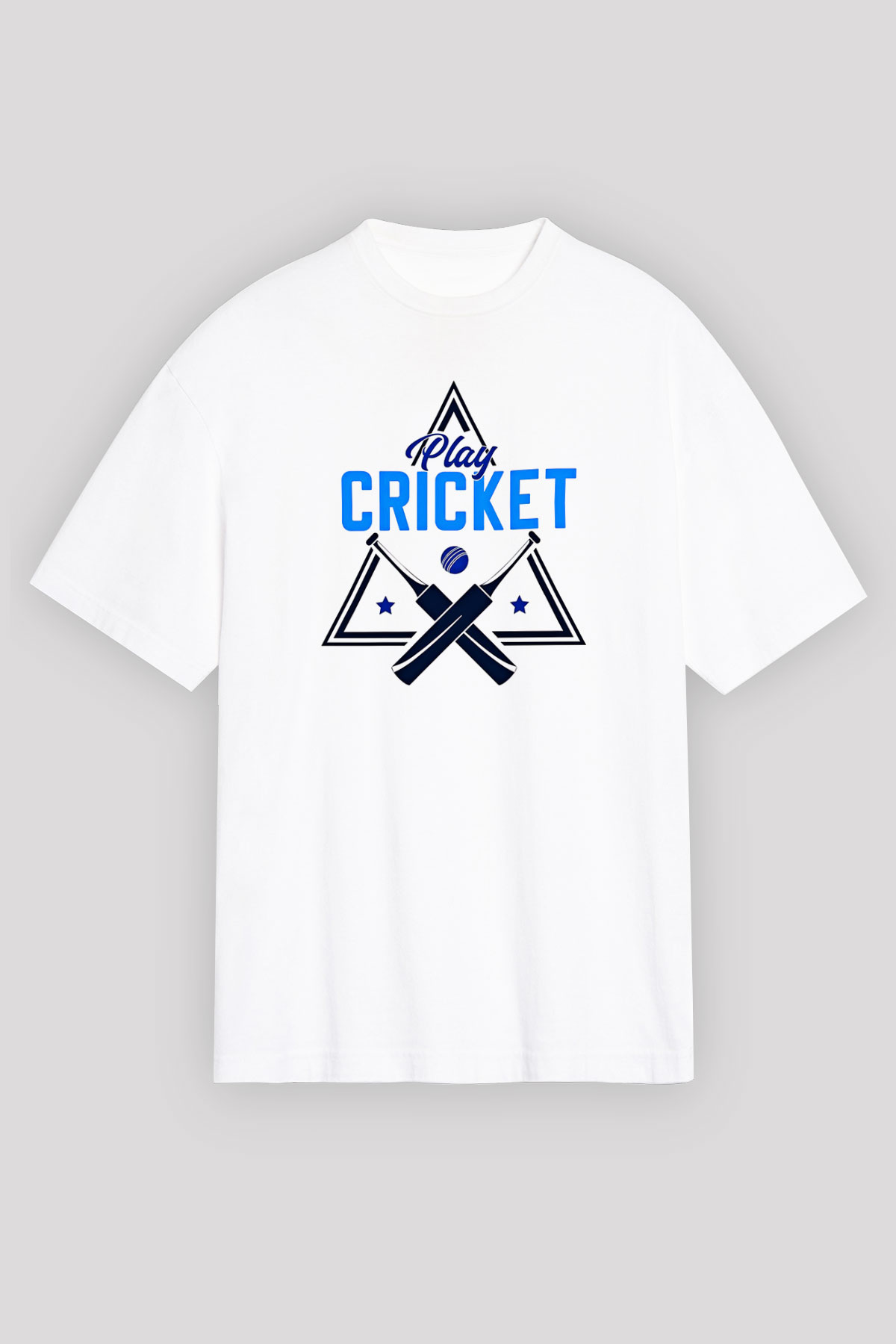 Kriket Baskılı Unisex Beyaz Oversize Tişört - Tshirt
