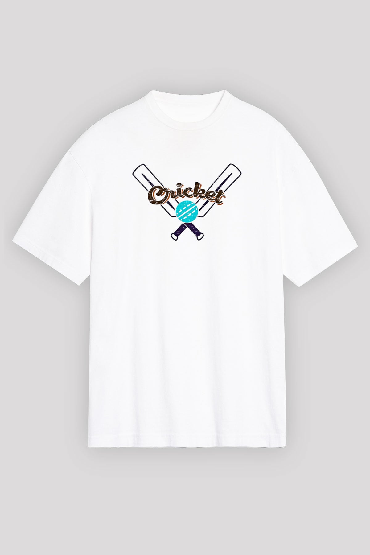 Kriket Baskılı Unisex Beyaz Oversize Tişört - Tshirt