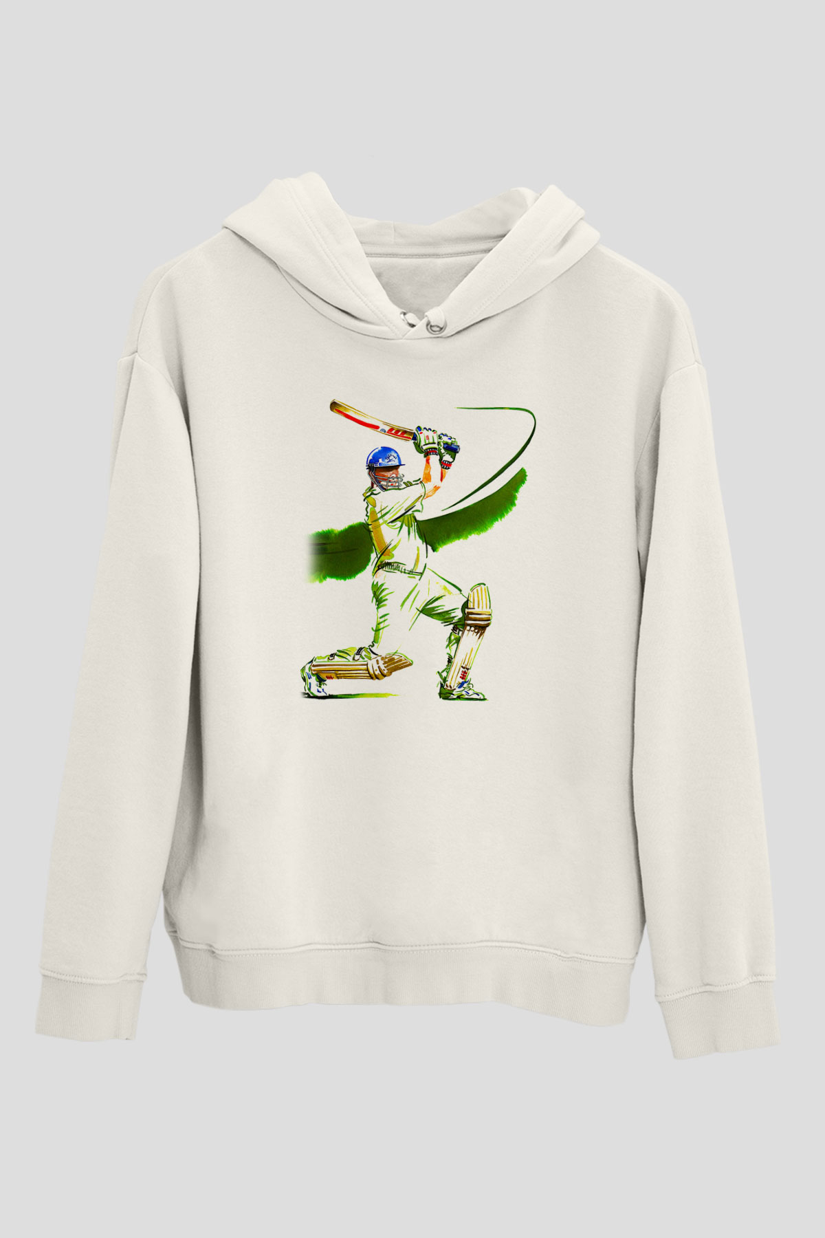 Kriket Baskılı Unisex Ekru Hoodie