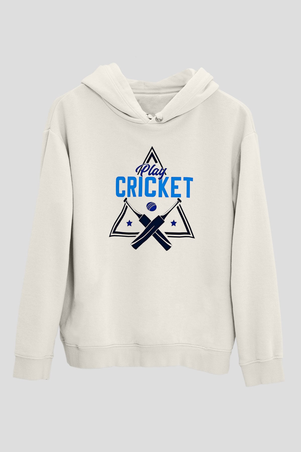 Kriket Baskılı Unisex Ekru Hoodie