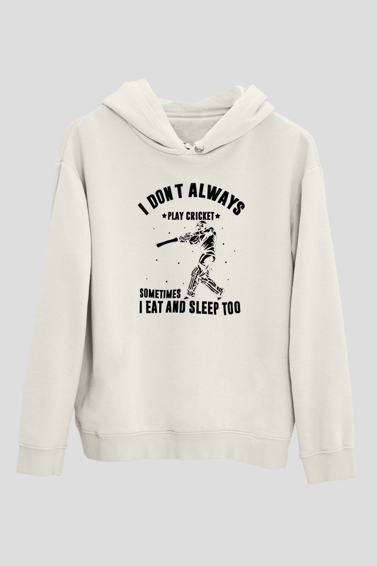 Kriket Baskılı Unisex Ekru Hoodie