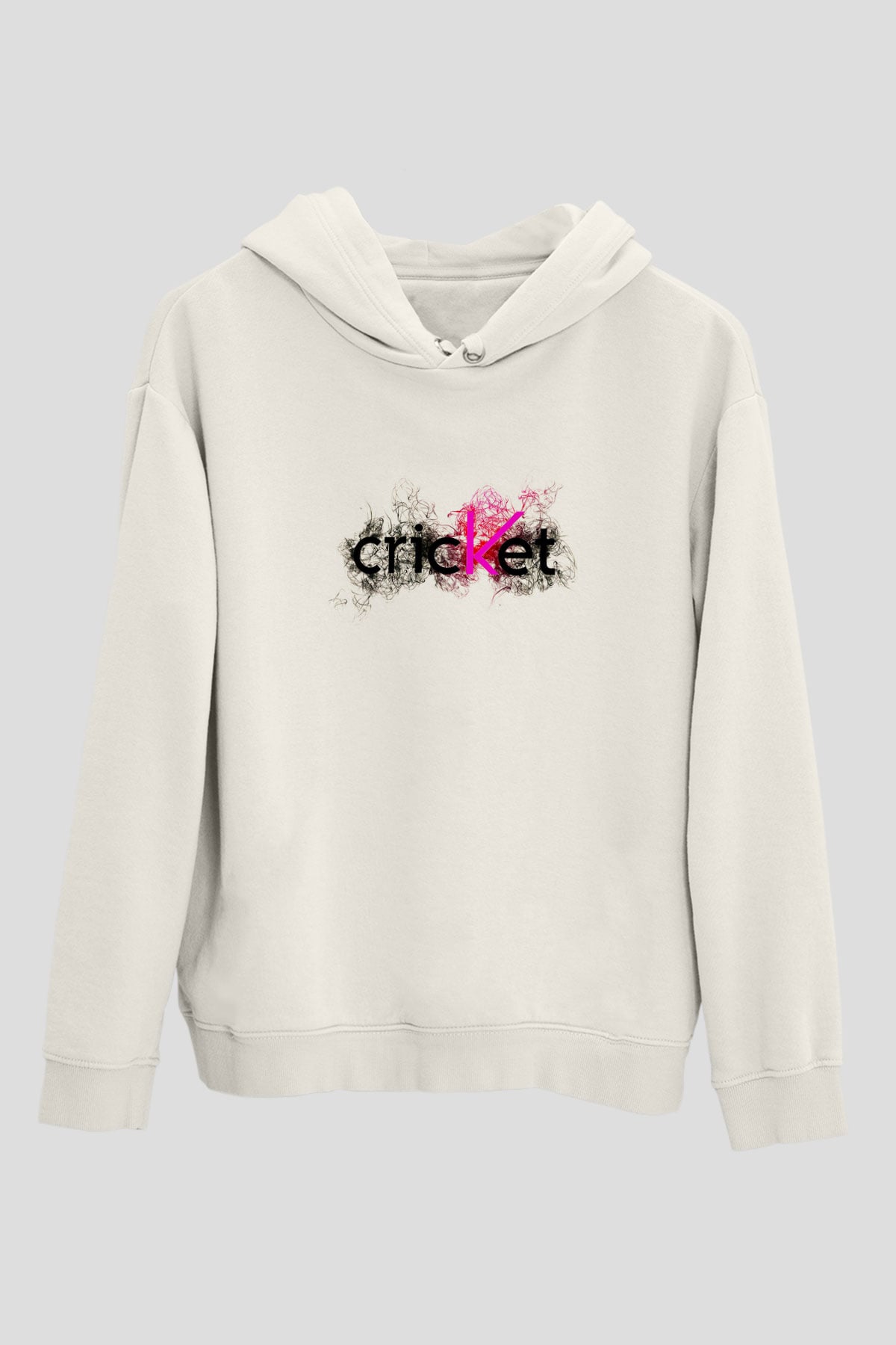 Kriket Baskılı Unisex Ekru Hoodie
