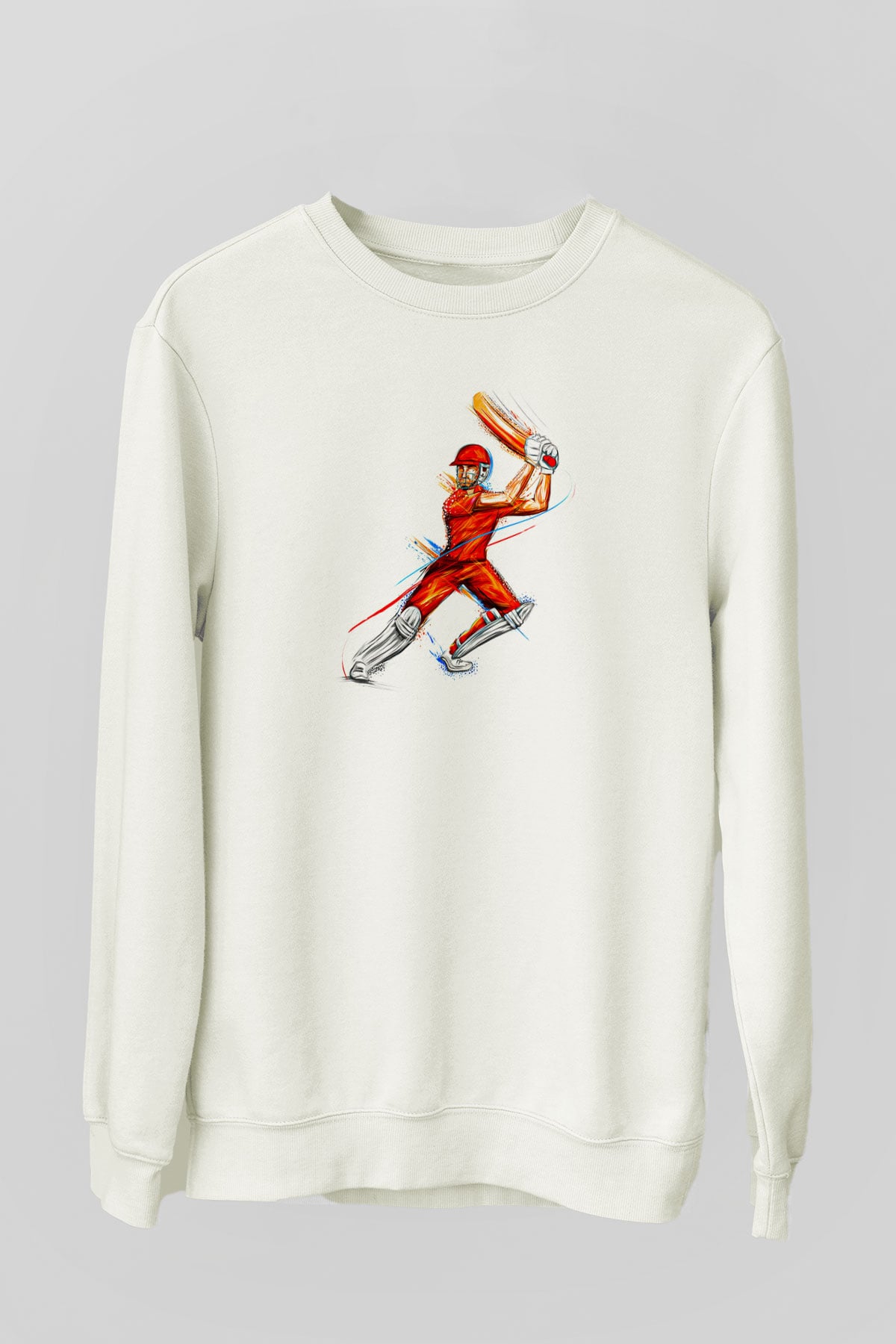 Kriket Baskılı Unisex Ekru Sweatshirt