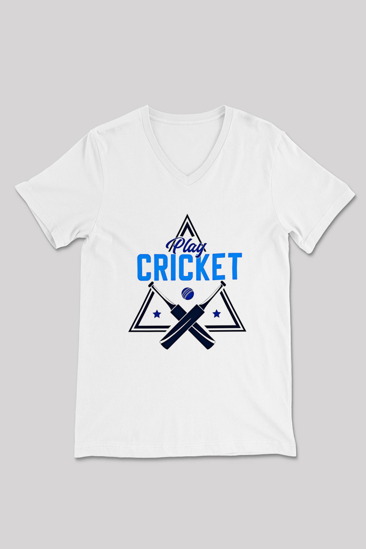 Kriket Baskılı Unisex V Yaka Tişört - Tshirt