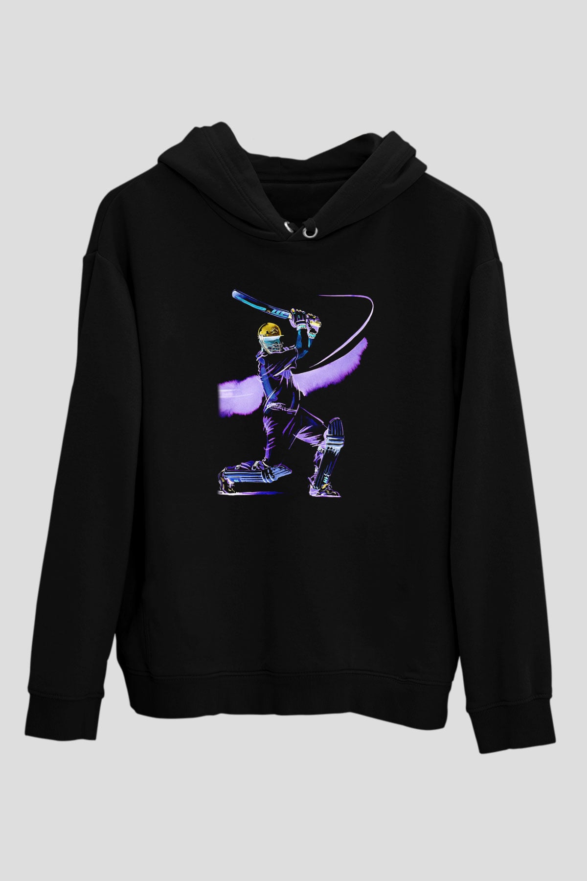 Kriket - Cricket Baskılı Unisex Siyah Hoodie