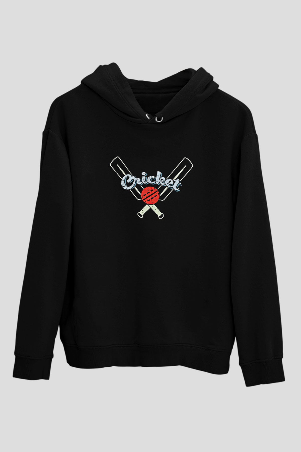Kriket - Cricket Baskılı Unisex Siyah Hoodie
