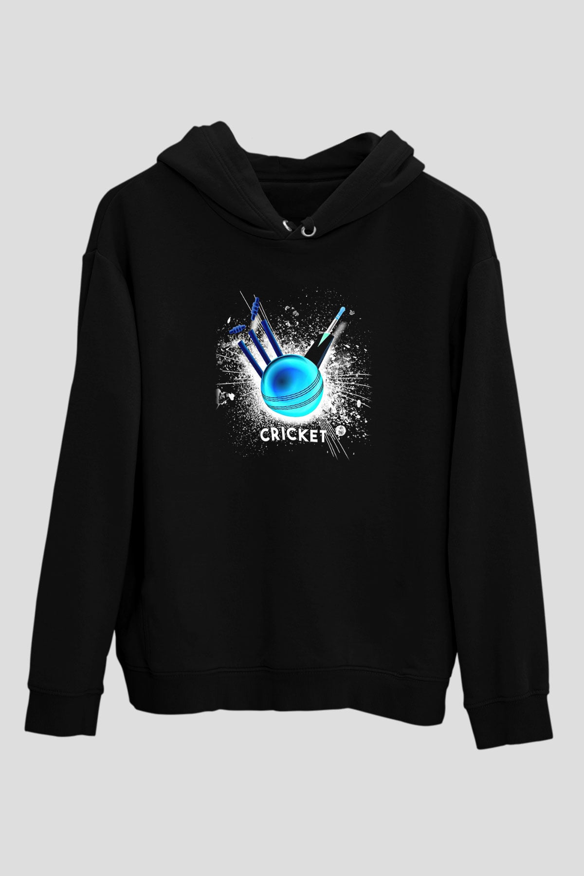 Kriket - Cricket Baskılı Unisex Siyah Hoodie