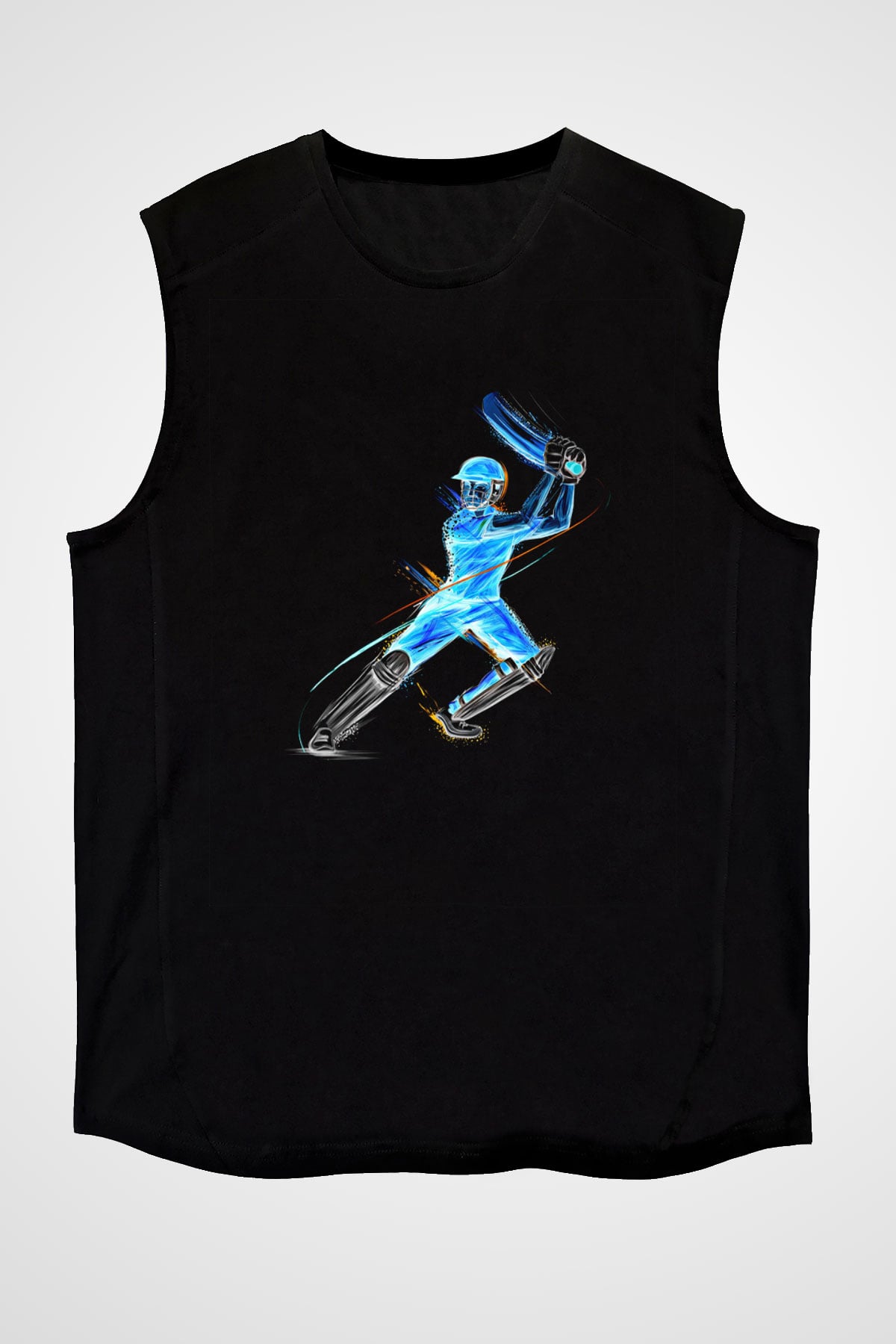 Kriket - Cricket Baskılı Unisex Siyah Kolsuz Tişört