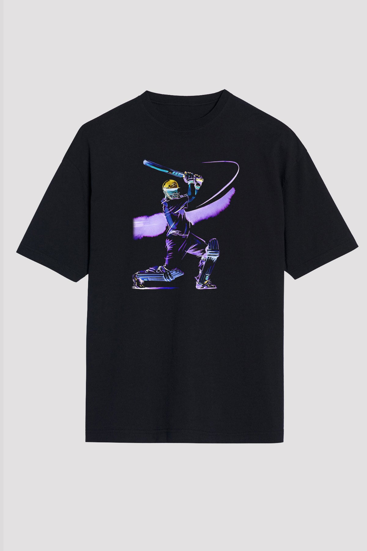 Kriket - Cricket Baskılı Unisex Siyah Oversize Tişört