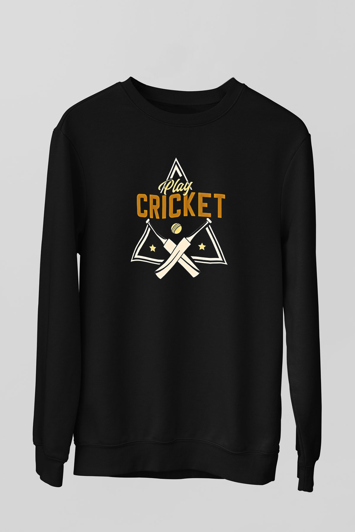 Kriket - Cricket Baskılı Unisex Siyah Sweatshirt