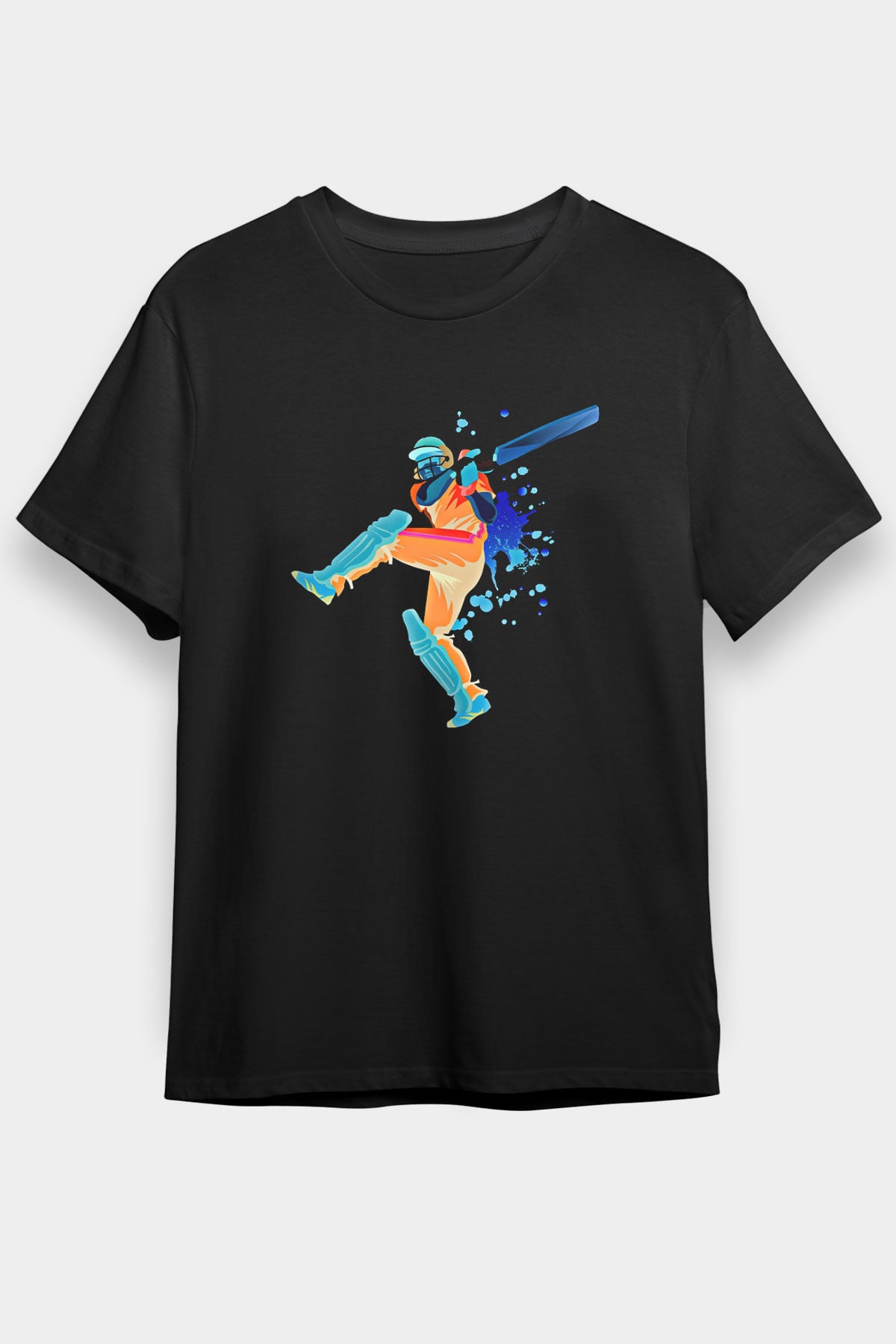 Kriket - Cricket Baskılı Unisex Siyah Tişört - Tshirt