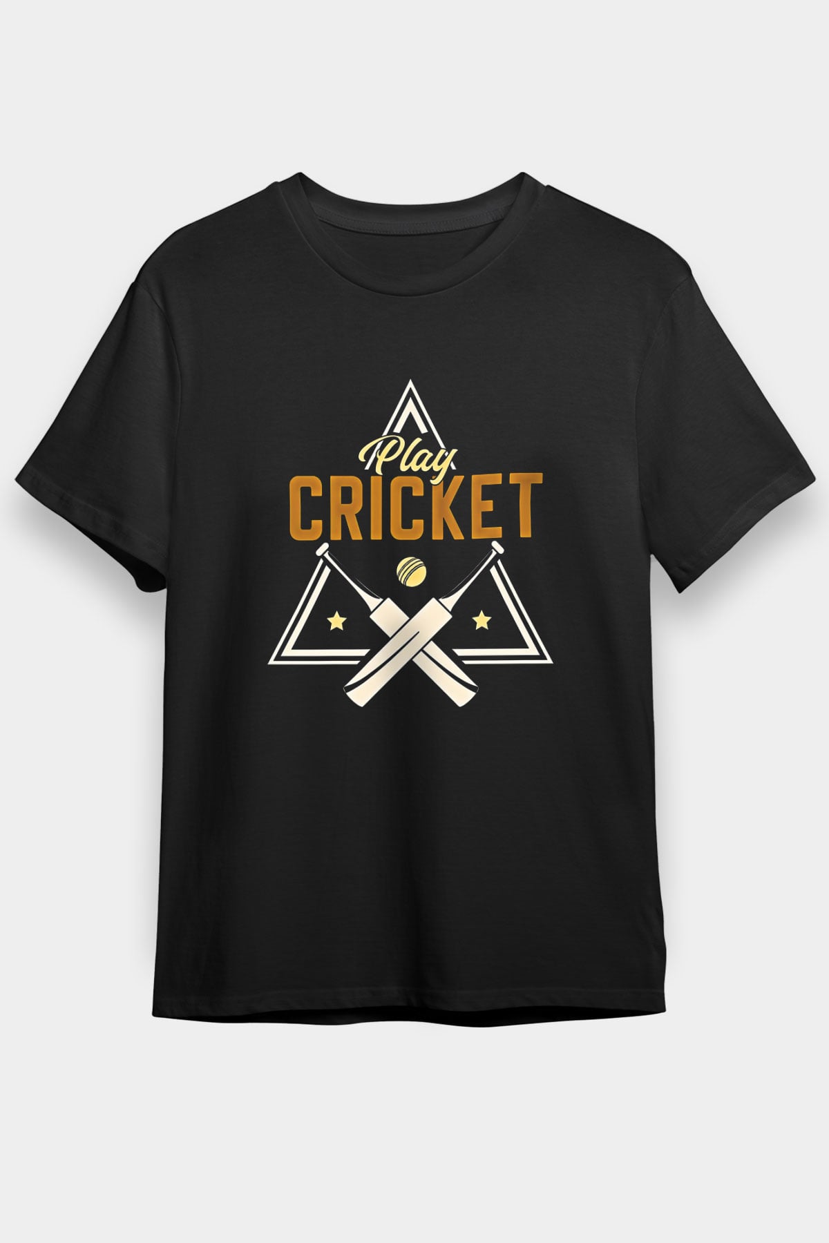 Kriket - Cricket Baskılı Unisex Siyah Tişört - Tshirt