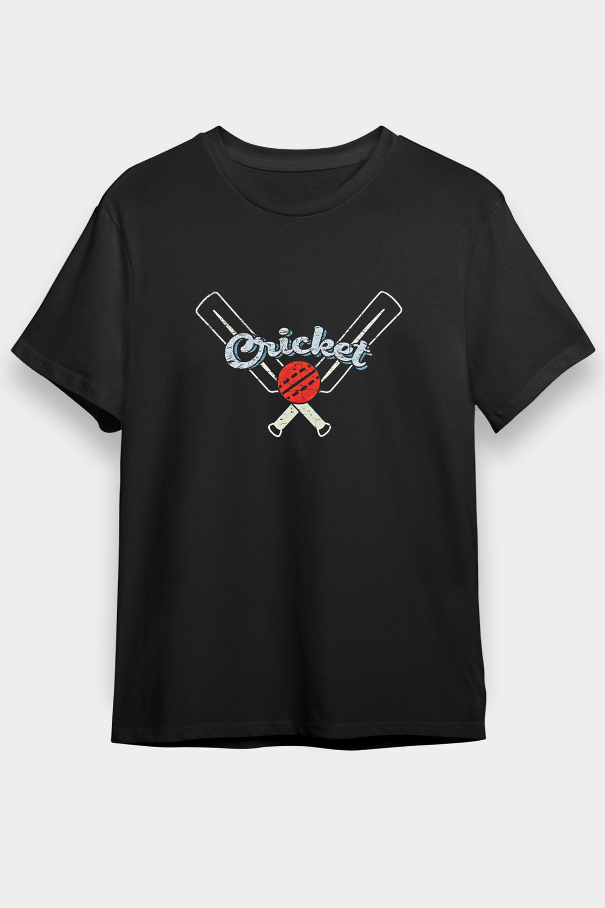 Kriket - Cricket Baskılı Unisex Siyah Tişört - Tshirt