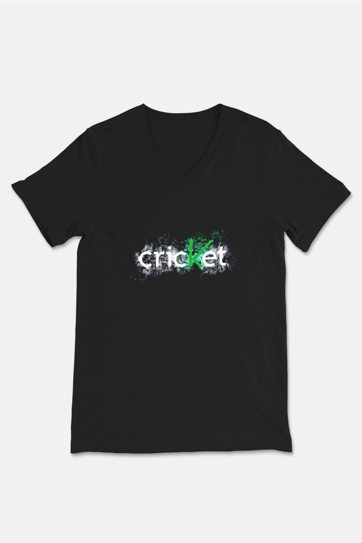 Kriket - Cricket Baskılı Unisex Siyah V Yaka Tişört