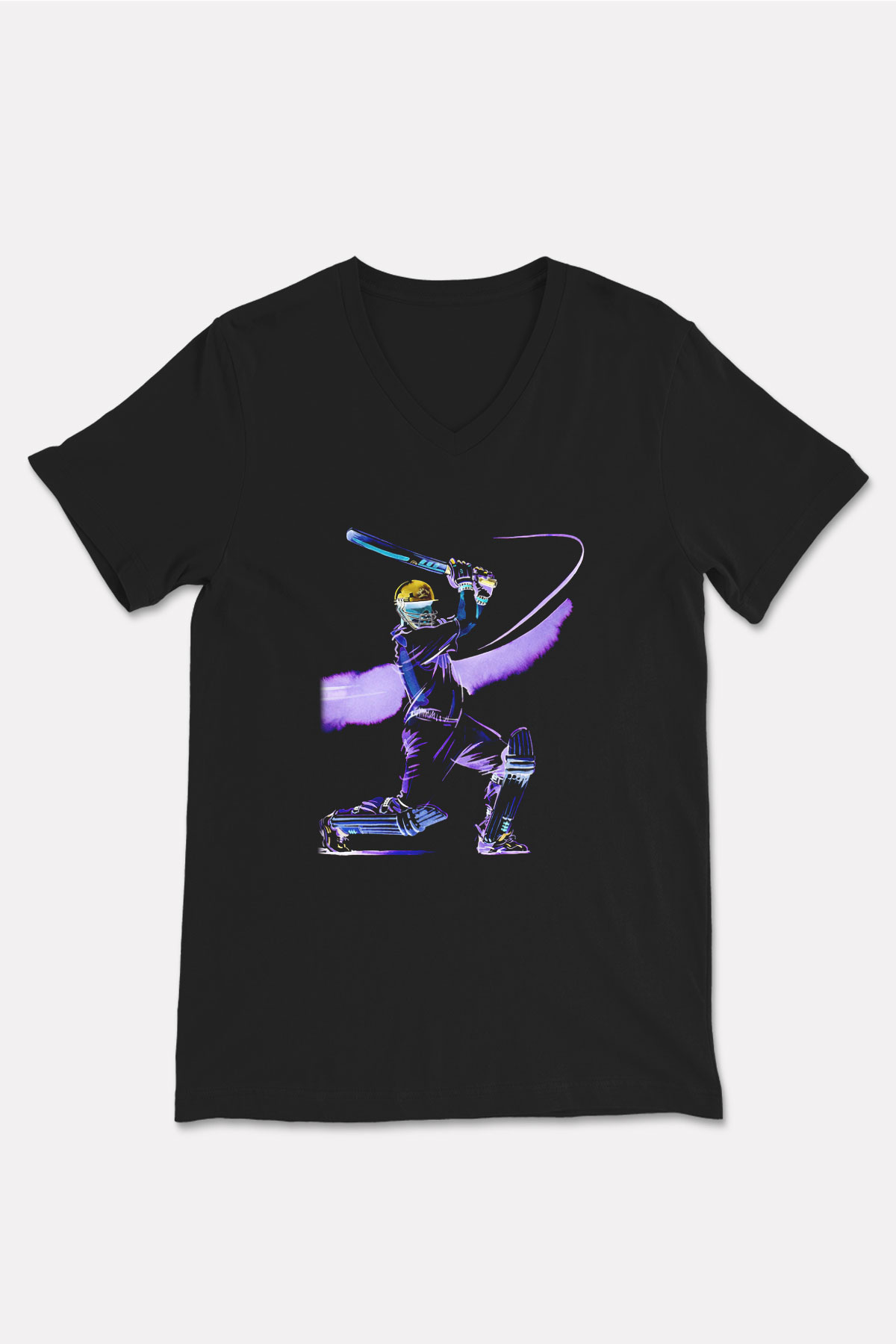 Kriket - Cricket Baskılı Unisex Siyah V Yaka Tişört