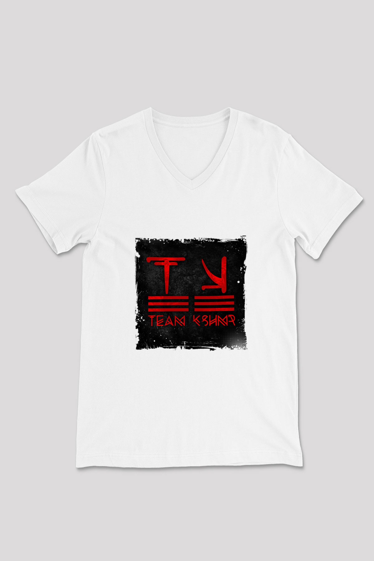 KSHMR Baskılı Beyaz V Yaka Unisex Tişört
