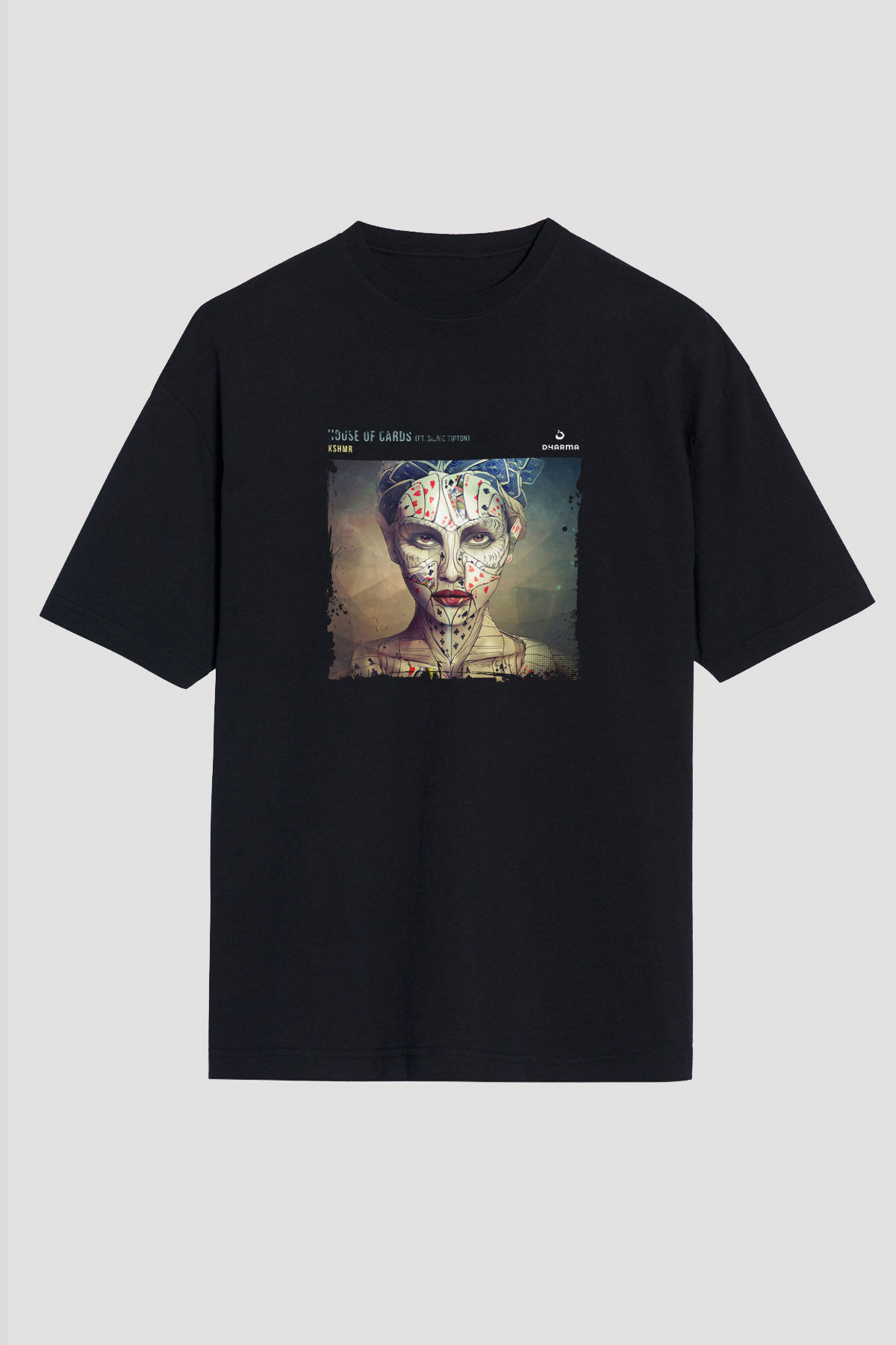 KSHMR Baskılı Unisex Oversize Siyah Tişört