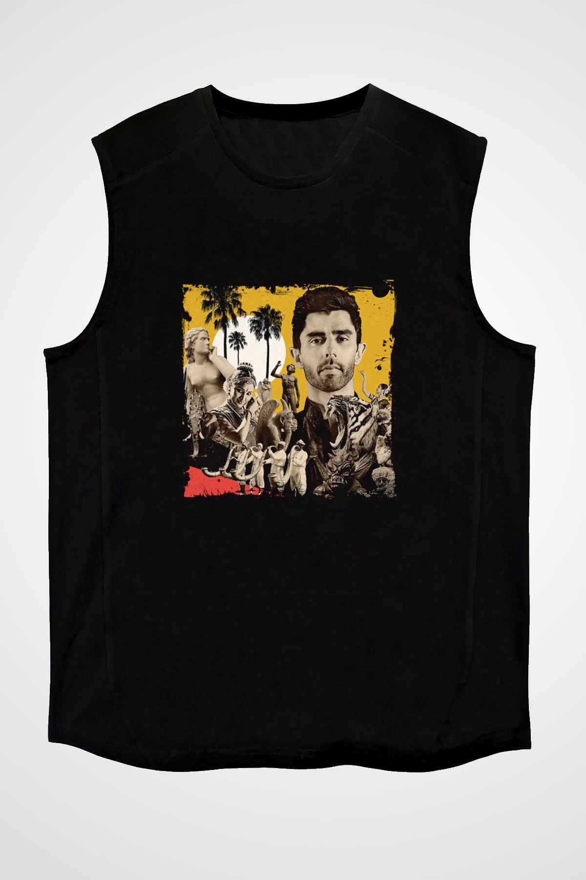 KSHMR Baskılı Unisex Siyah Kolsuz Tişört