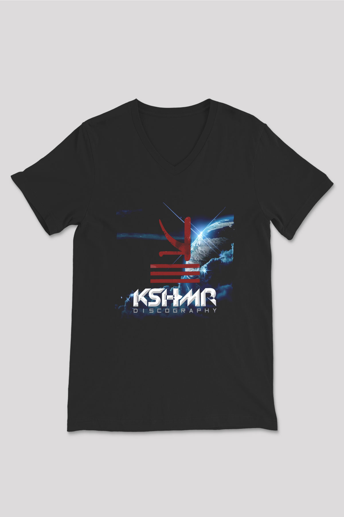 KSHMR Siyah Unisex V Yaka Tişört