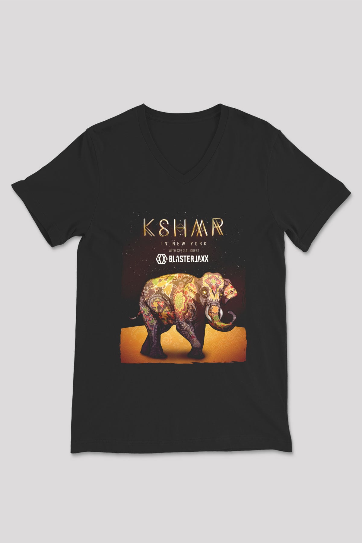 KSHMR Siyah Unisex V Yaka Tişört