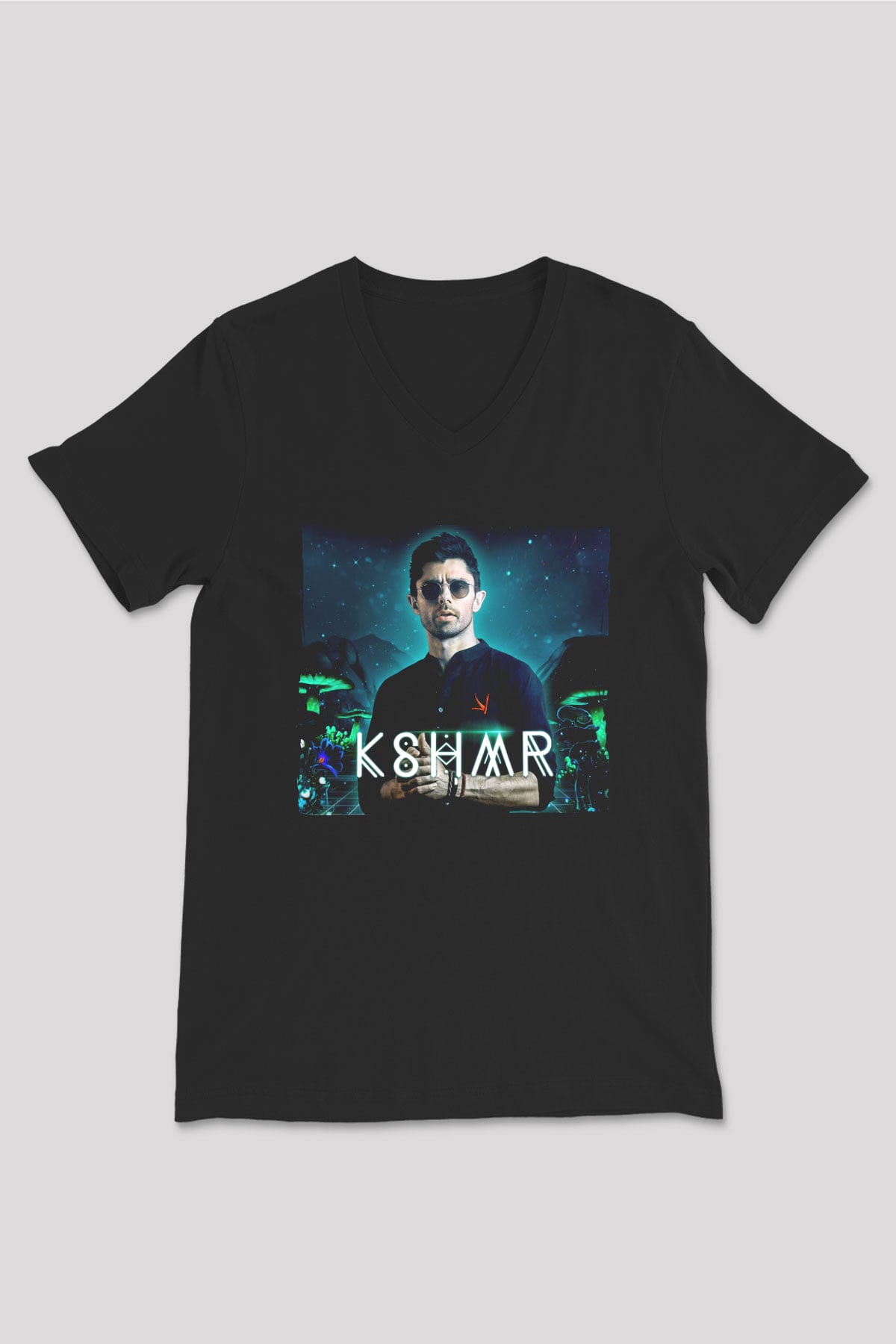 KSHMR Siyah Unisex V Yaka Tişört