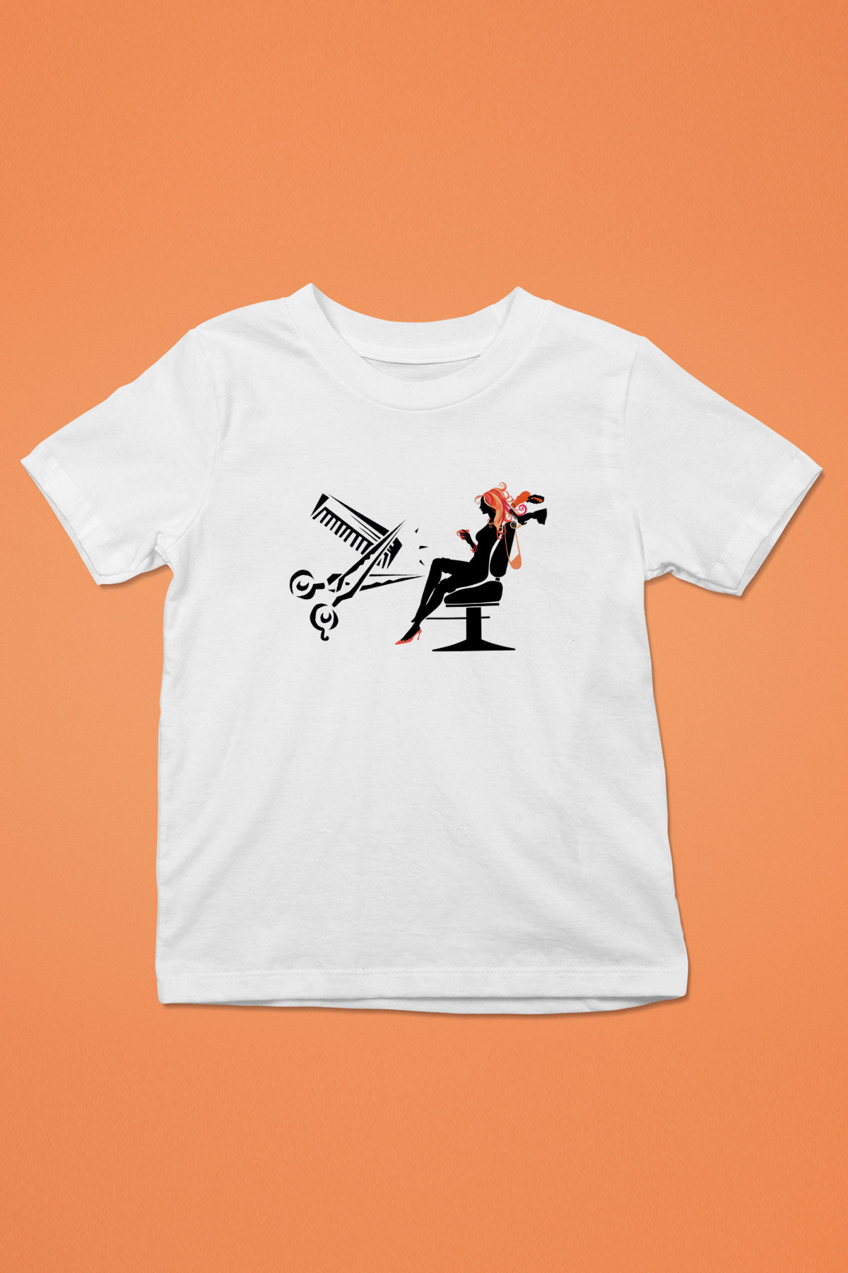 Kuaför Baskılı Beyaz Unisex Çocuk Tişört