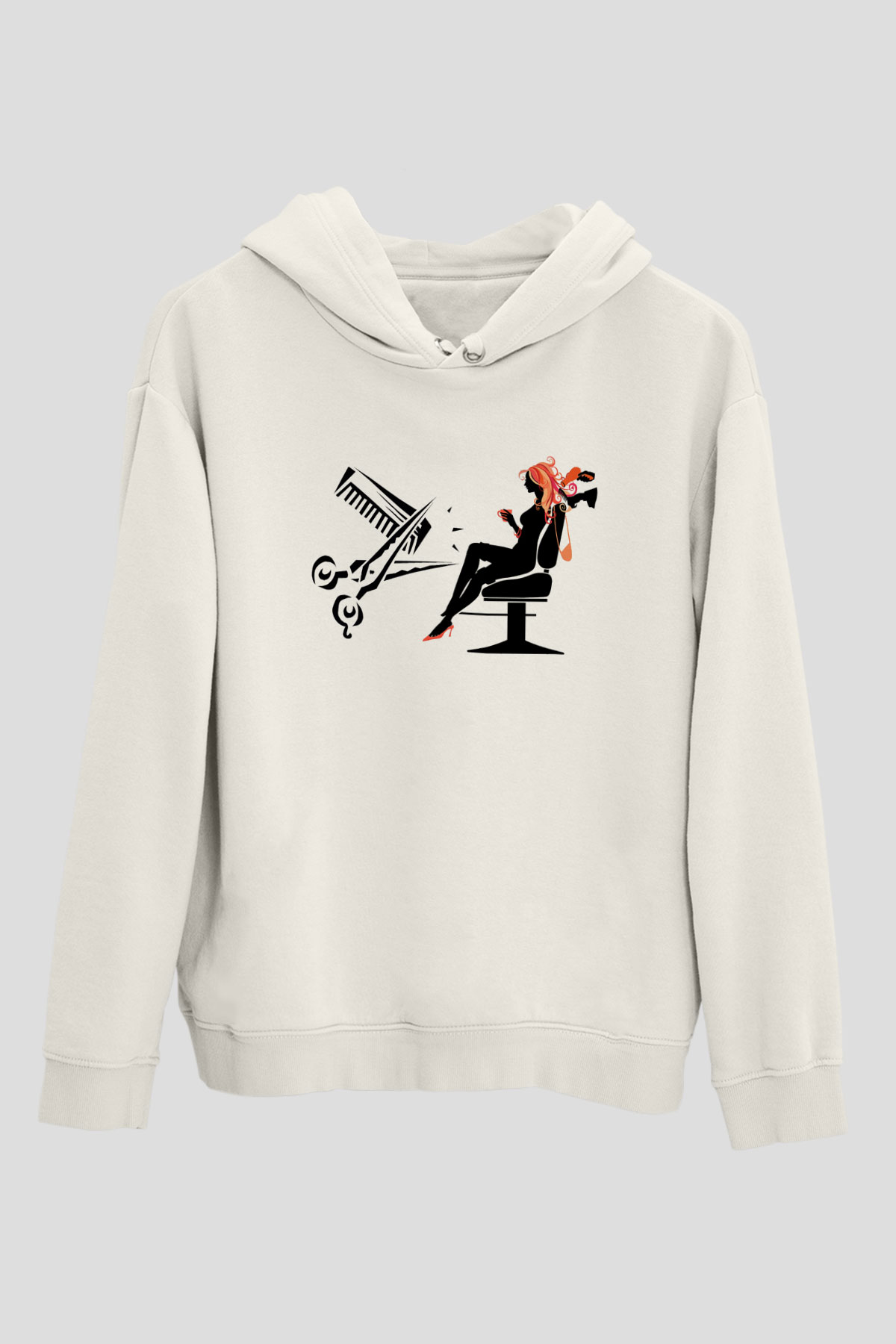 Kuaför Beyaz Unisex Kapşonlu Sweatshirt