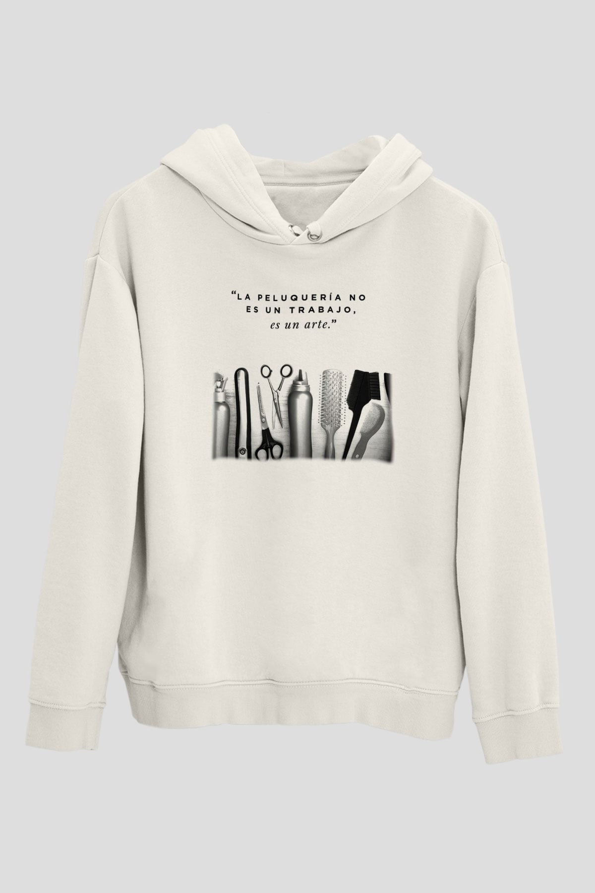 Kuaför Beyaz Unisex Kapşonlu Sweatshirt