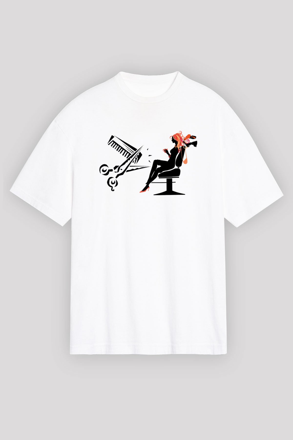 Kuaför Beyaz Unisex Oversize Tişört T-Shirt