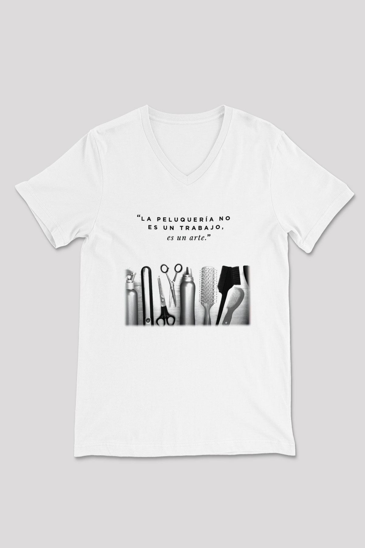 Kuaför Beyaz Unisex V Yaka Tişört T-Shirt