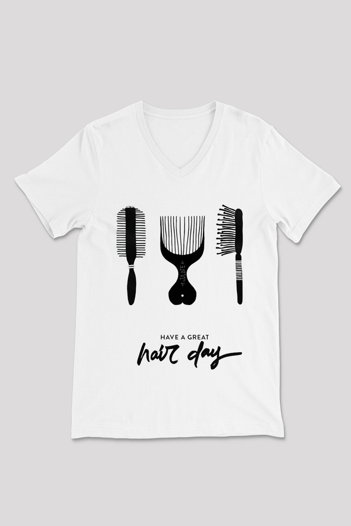 Kuaför Beyaz Unisex V Yaka Tişört T-Shirt