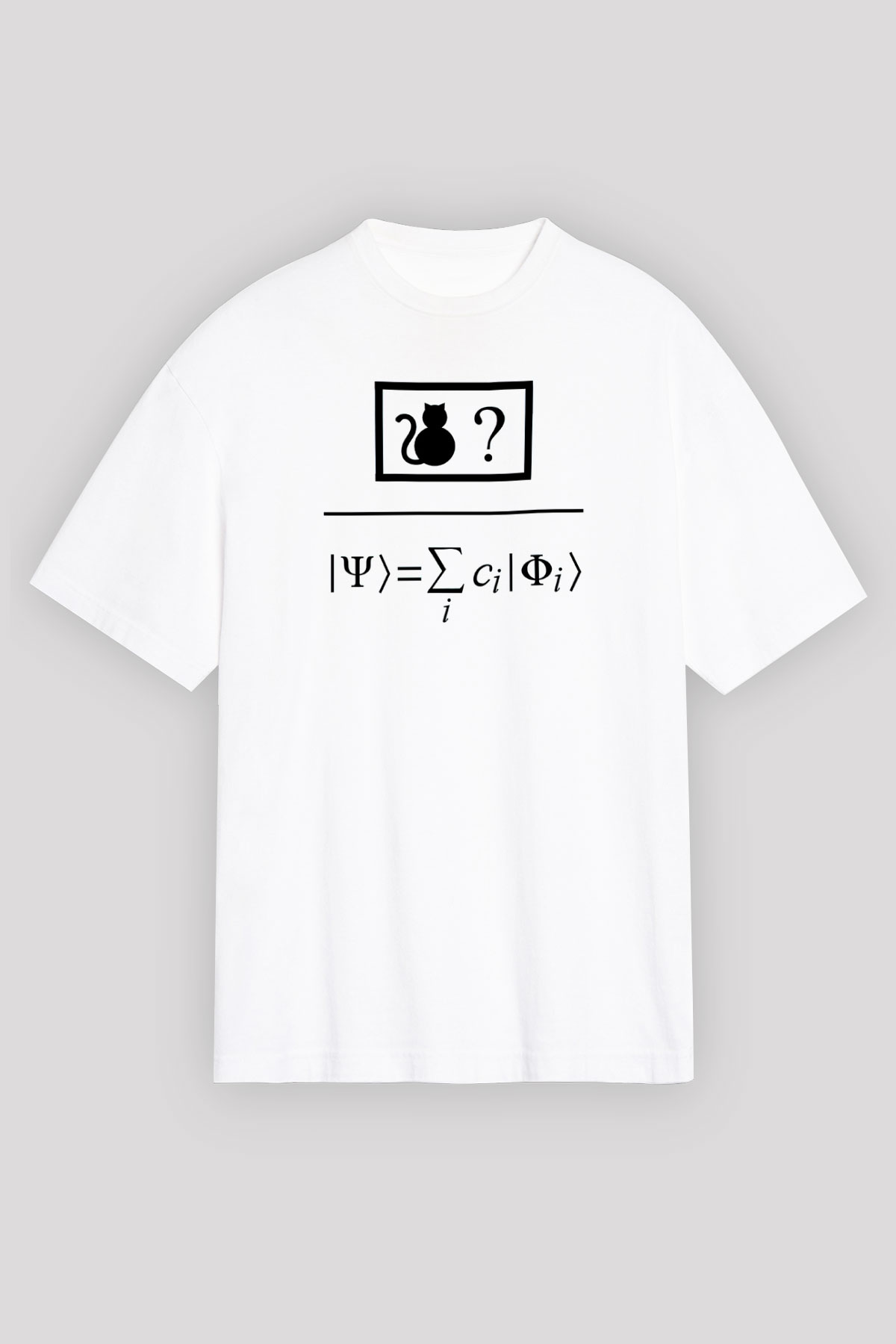 Kuantum Süper Pozisyon Baskılı Unisex Oversize Beyaz Tişört - Tshirt