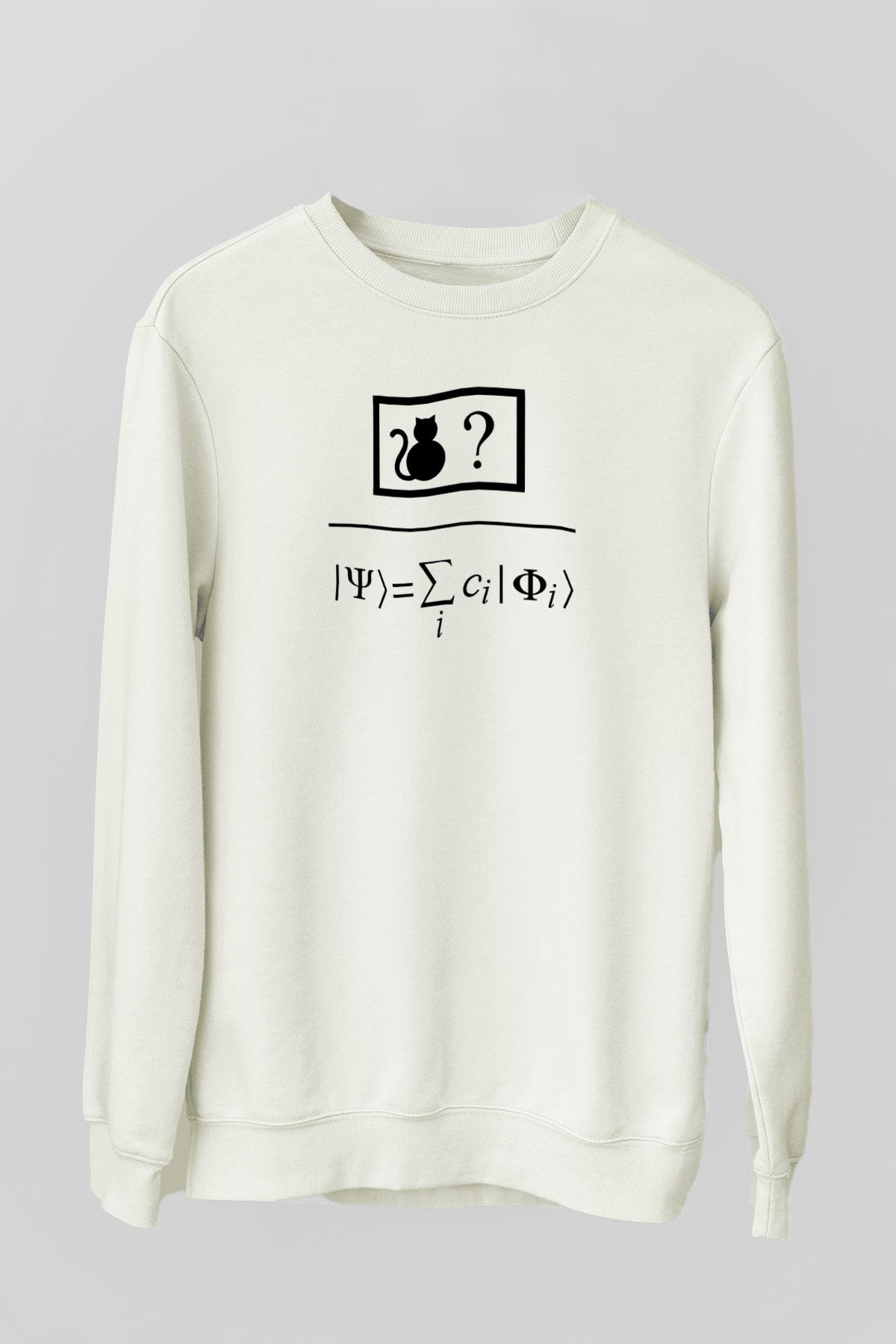 Kuantum Süper Pozisyon Baskılı Unisex Ekru Sweatshirt