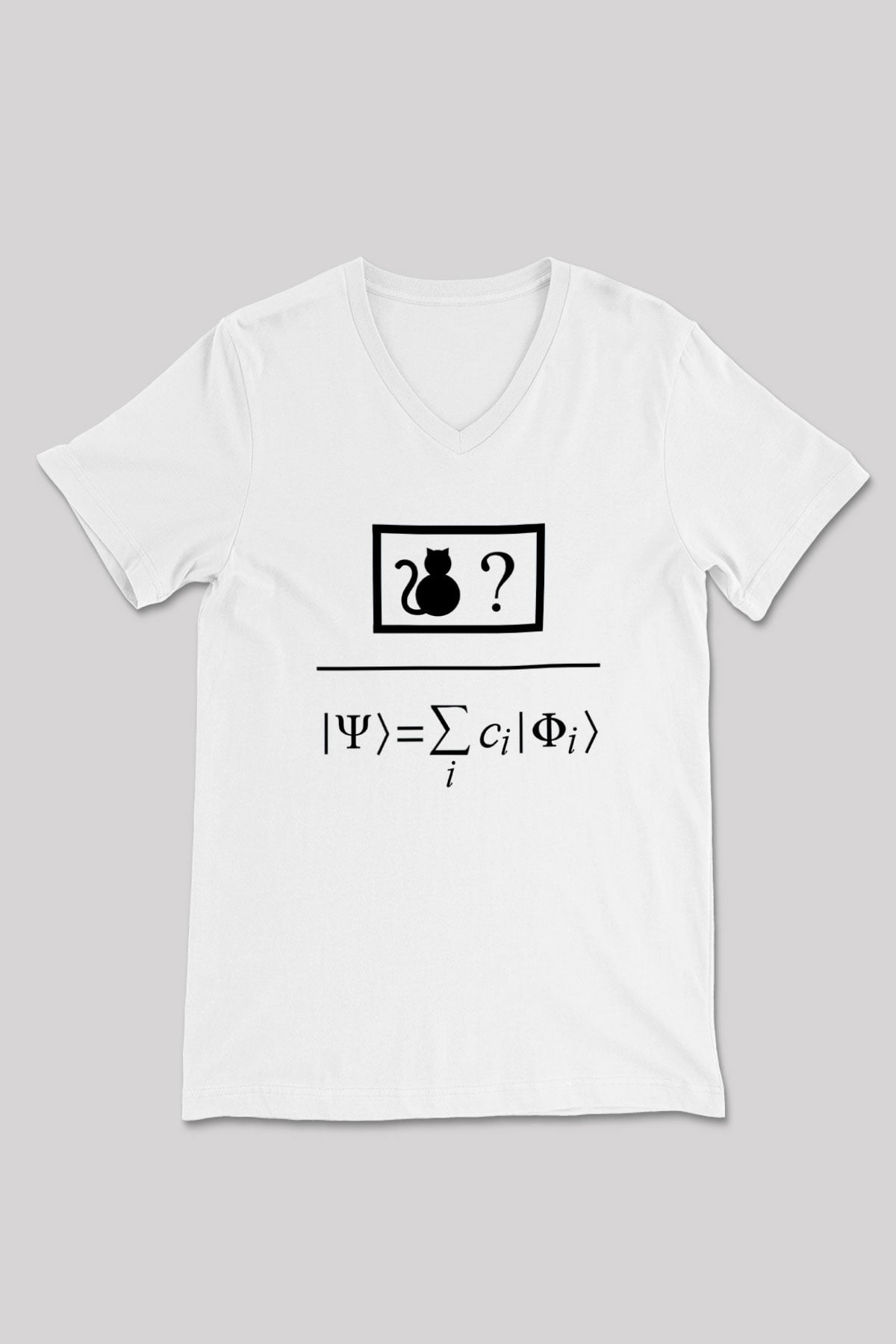 Kuantum Süper Pozisyon Baskılı Unisex V Yaka Beyaz Tişört - Tshirt