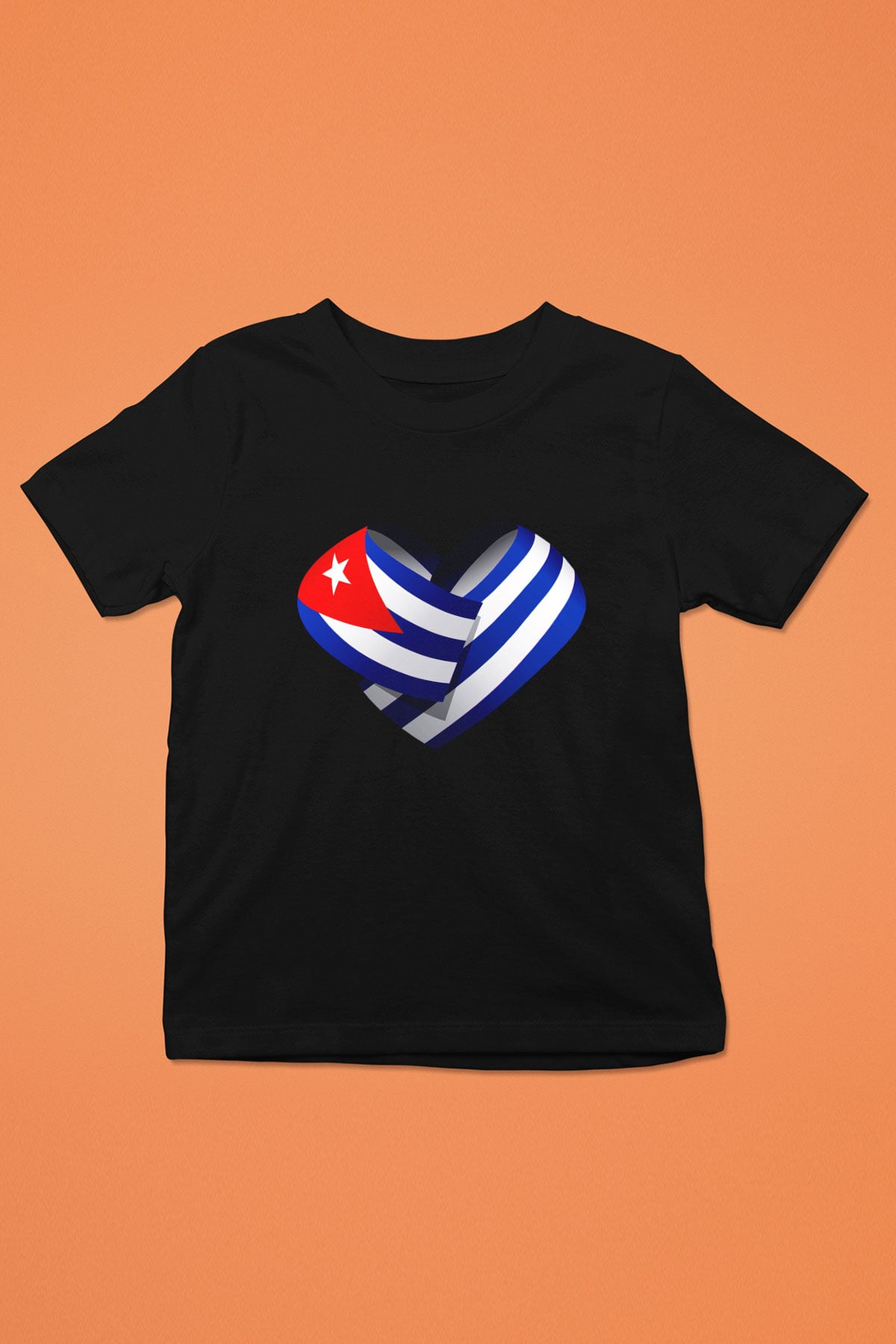 Küba Baskılı Siyah Unisex Çocuk Tişört
