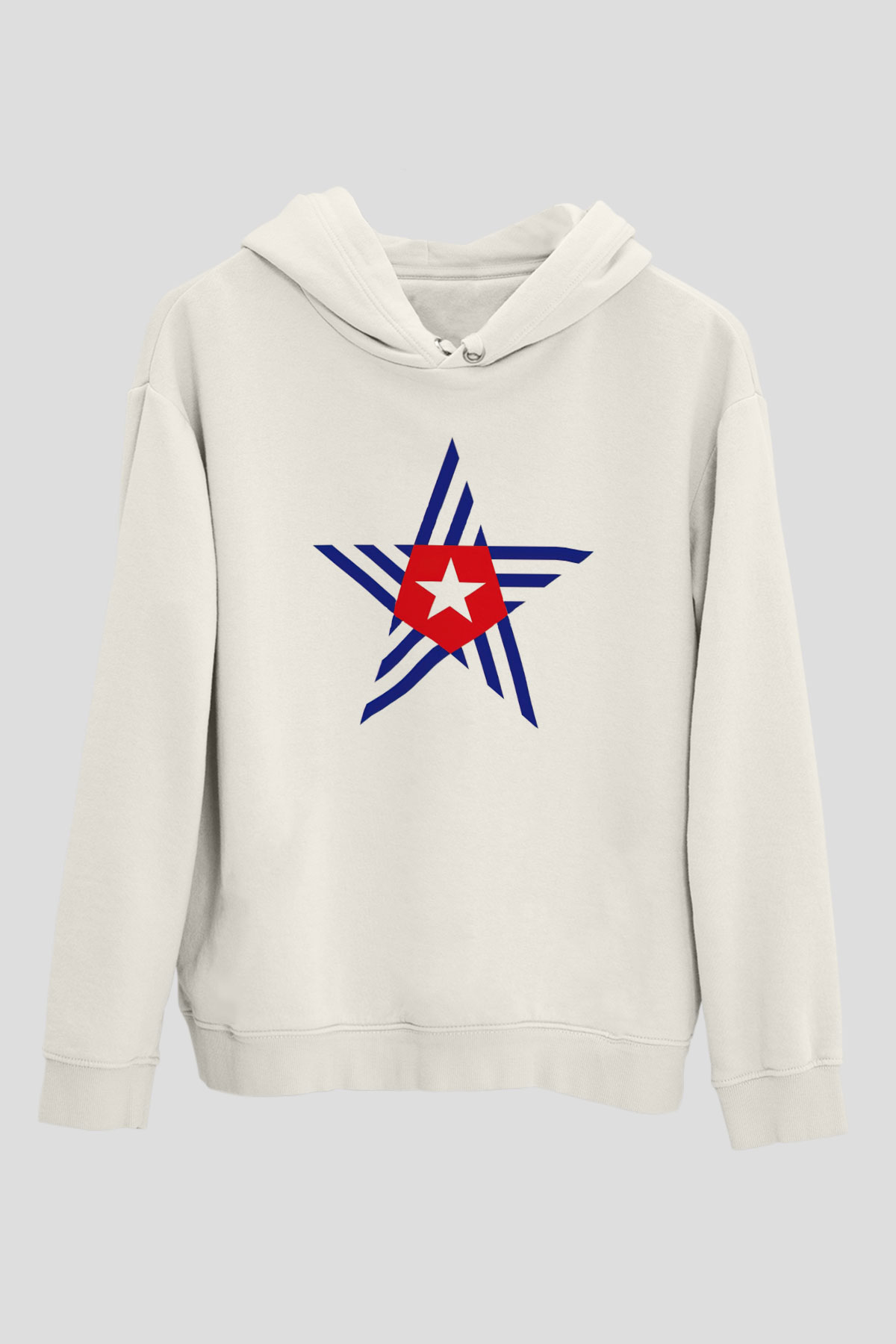 Küba Beyaz Unisex Kapşonlu Sweatshirt