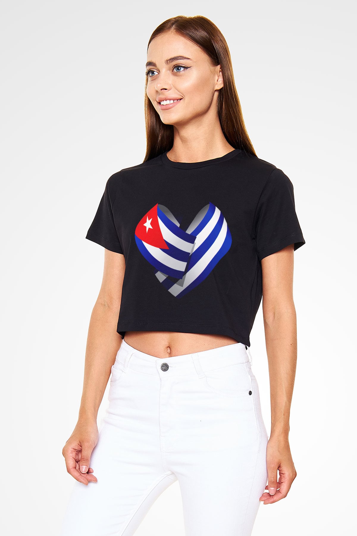 Küba Siyah Crop Top Tişört