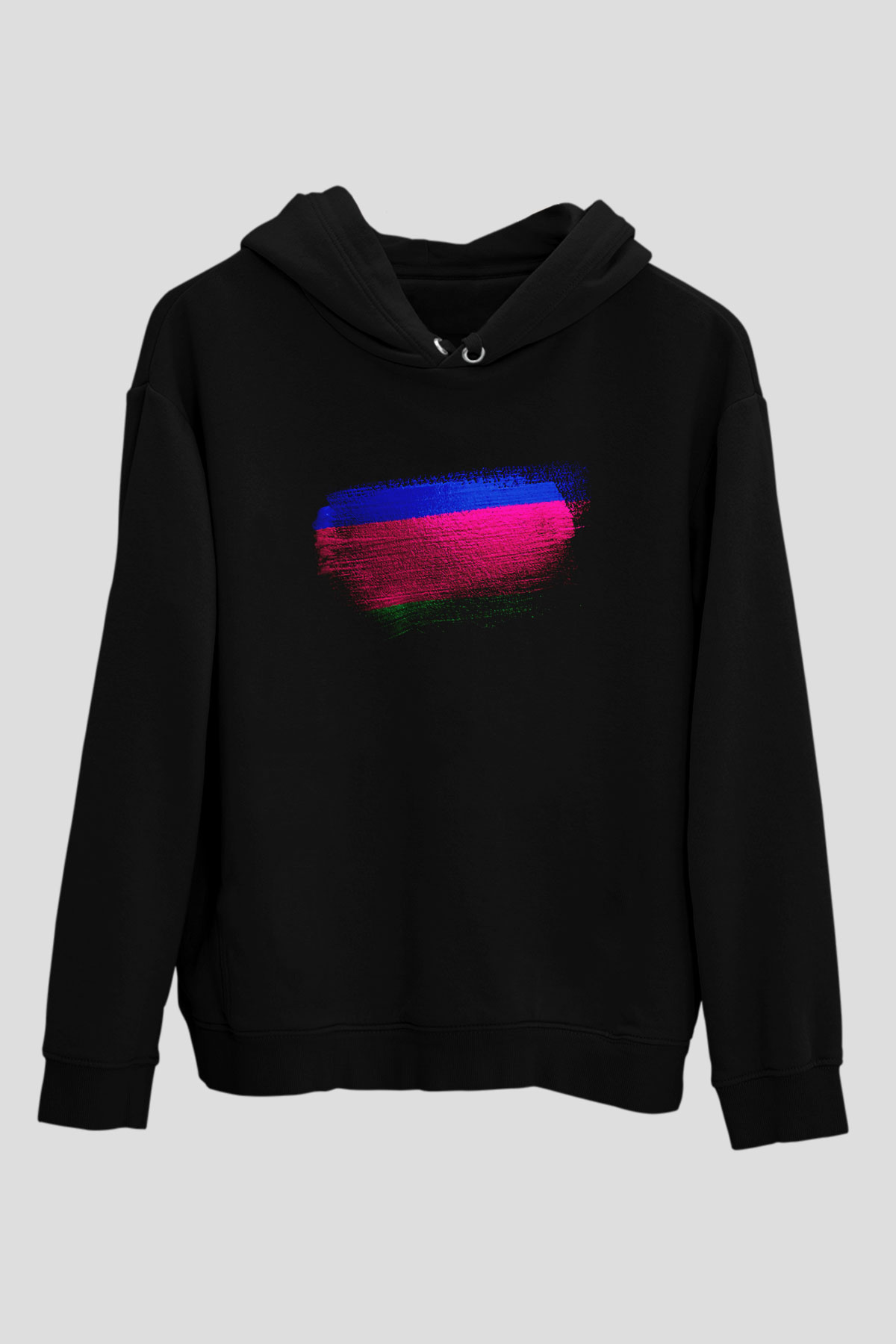Kuban Halk Cumhuriyeti Bayrağı Baskılı Unisex Siyah Kapüşonlu Sweatshirt