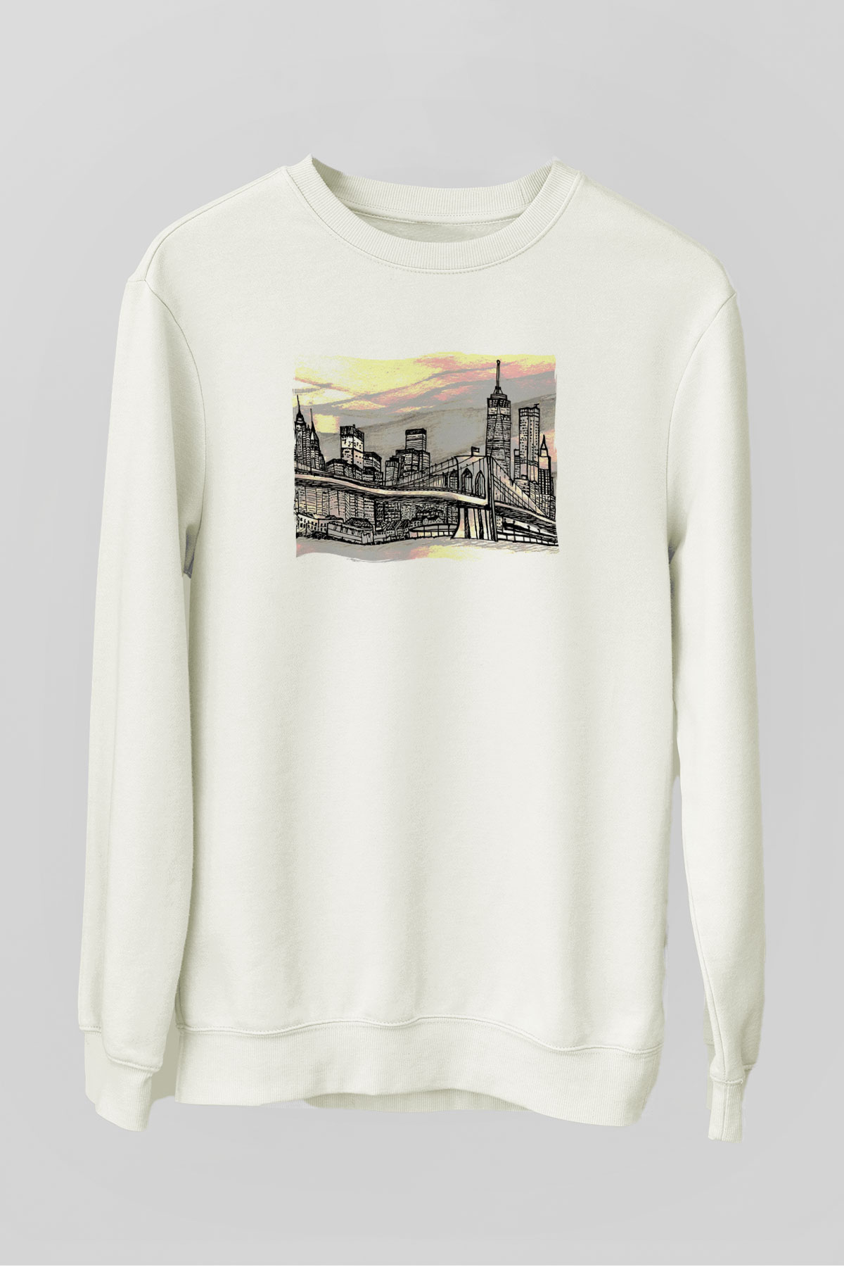 Kule Köprüsü Beyaz Unisex Sweatshirt