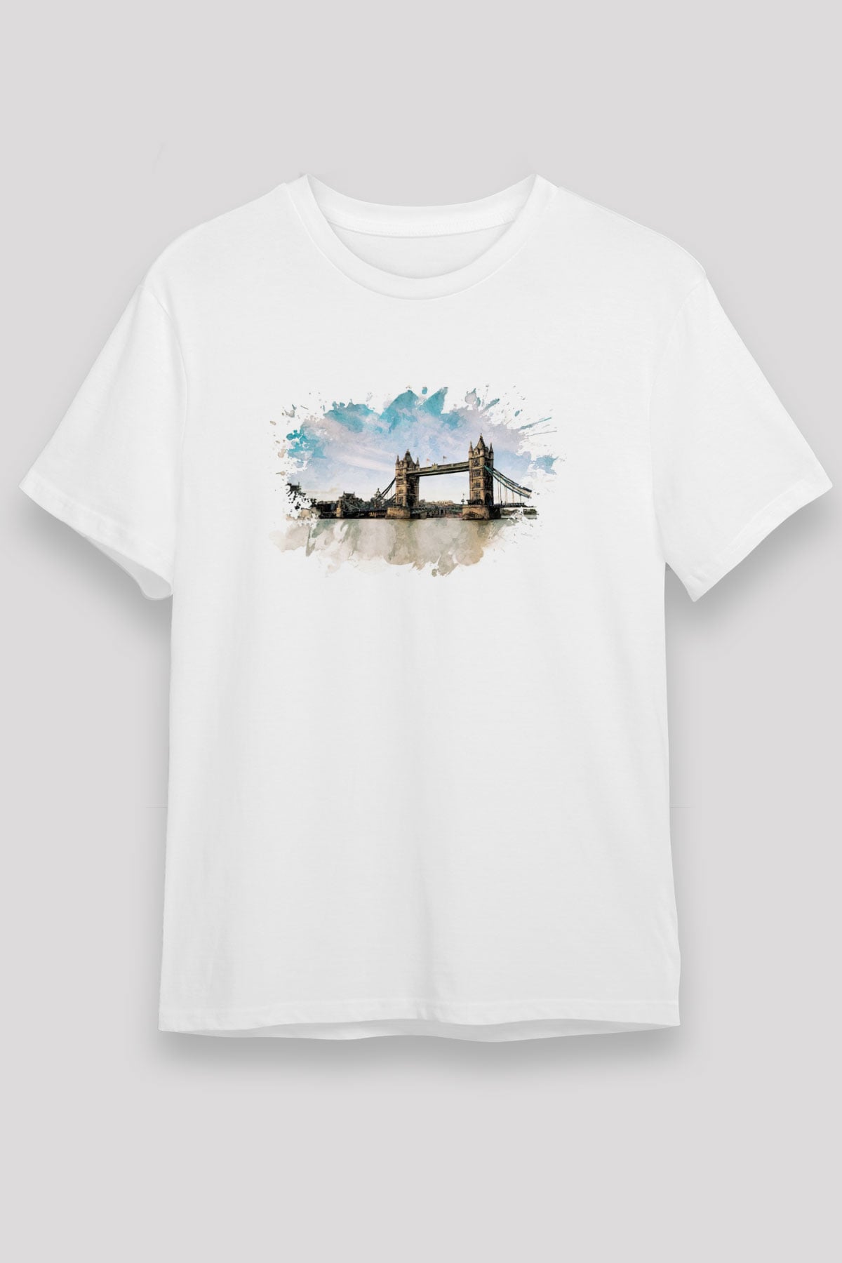 Kule Köprüsü Beyaz Unisex Tişört T-Shirt - TişörtFabrikası