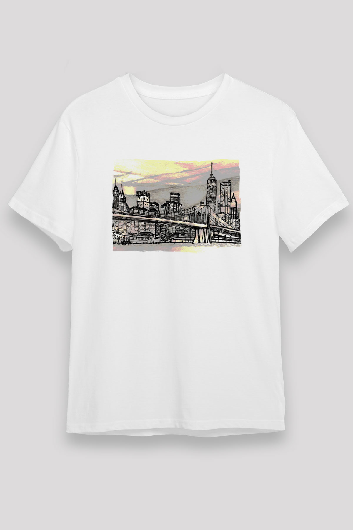 Kule Köprüsü Beyaz Unisex Tişört T-Shirt - TişörtFabrikası