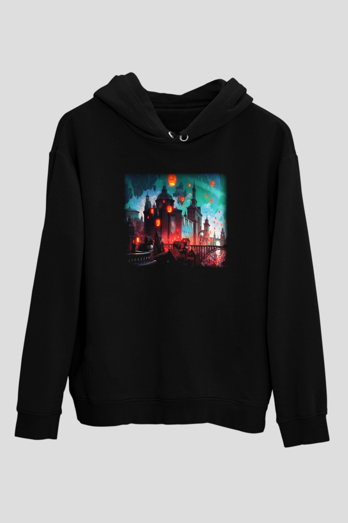 Kule Köprüsü Siyah Unisex Hoodie