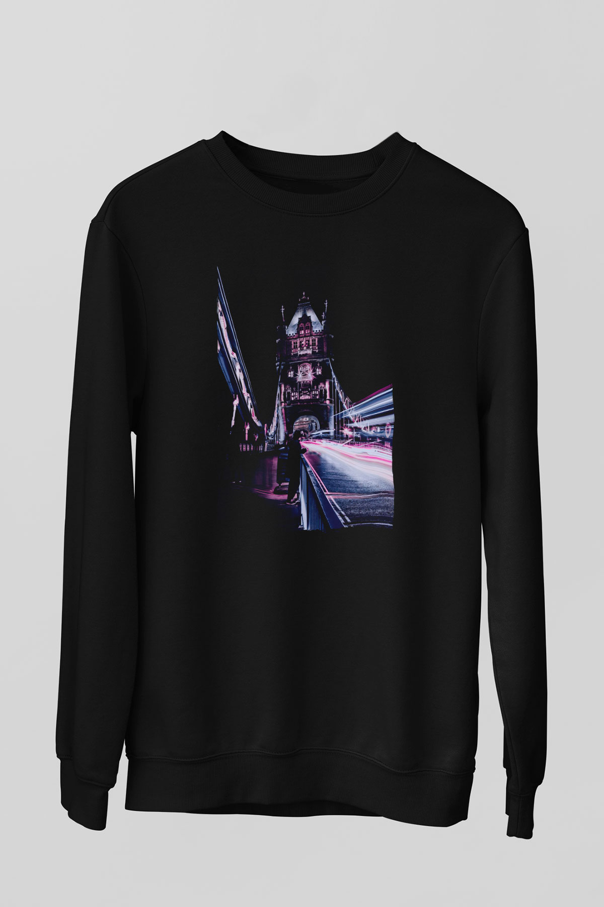 Kule Köprüsü Siyah Unisex Sweatshirt